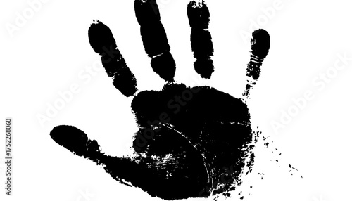 Black handprints isolated on white background. Vector handprint on background hand drawn digital art style illustration isolated on transparent background