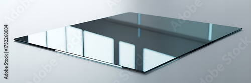 Wallpaper Mural A clear glass sheet with reflections on a light gray surface Torontodigital.ca