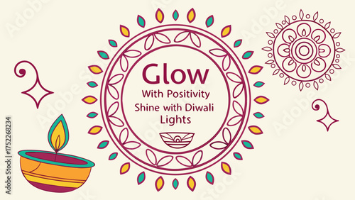 Celebrate Diwali with vibrant lights and positivity, perfect for festive greetings, invitations, or cultural event promotions. Share the spirit of Diwali