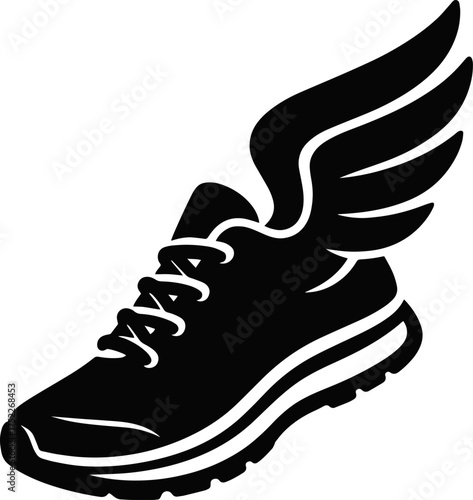 Winged Running Shoe Editable Vector AI File | Adobe Illustrator | Export to SVG, EPS, PDF, PNG, DXF, JPEG