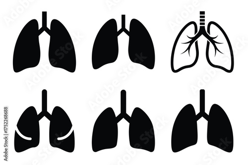 Lungs silhouette vector icon set