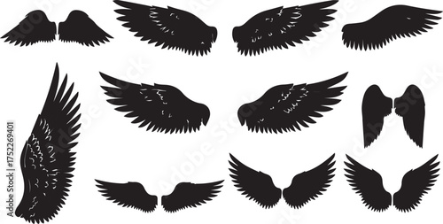 Dynamic angel wings collection for stunning graphic designs and creative projects, adding an ethereal touch to your artistic visions