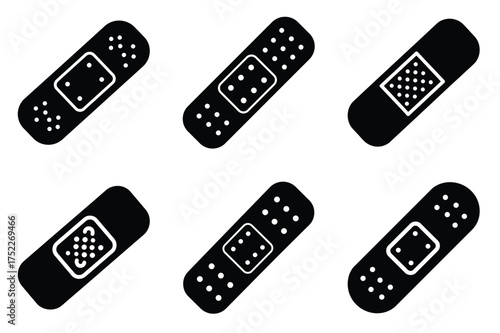 Band-aid silhouette vector icon set