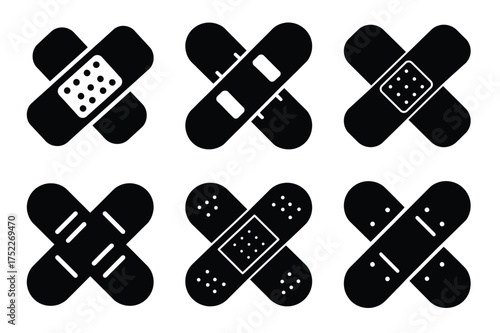 Bandage silhouette vector icon set