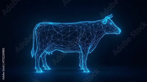 Wallpaper Mural Mesmerizing blue wireframe cow animation with glowing particles on a dark background Torontodigital.ca