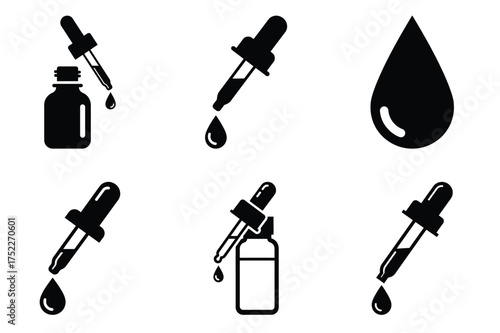 Eye drop silhouette vector icon set
