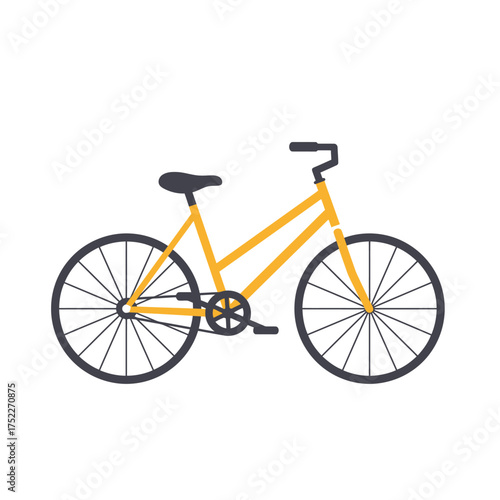 Bright orange bicycle with detailed spokes and black seat for active transportation and recreation isolated on white background