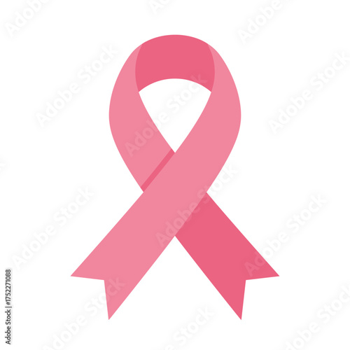 Pink ribbon symbol for breast cancer awareness hope support and solidarity isolated on white background