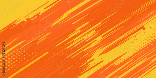 A vibrant abstract orange vector background features a bright yellow and red wave design with energetic lines, curves, and light, creating a colorful texture and striking motion pattern