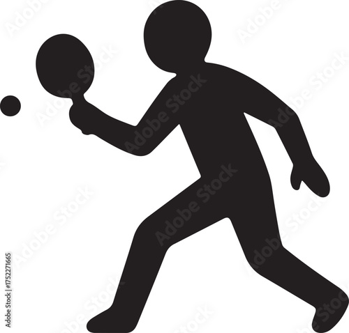 Dynamic silhouette of a table tennis player in action hitting ball vector