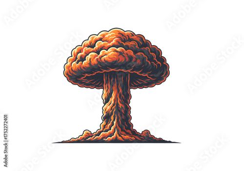Nuclear Mushroom Cloud Orange Red Explosion Icon Vector PNG on Transparent Background