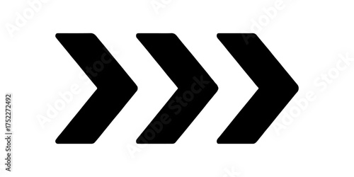 Black chevron arrows pointing right isolated on white background. High quality black chevron arrows pointing right isolated on transparent background.	