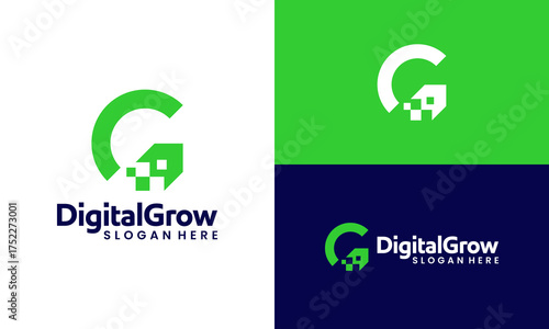 Digital Growth logo design. Initial letter G design with digital arrow up graphic icon symbol