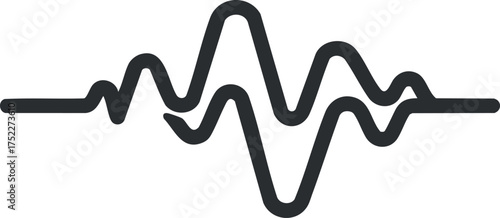 A minimalist graphic representation of an audio waveform illustrating sound frequency and rhythm.