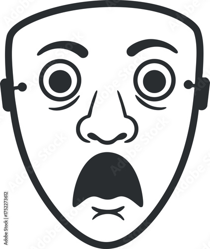 A cartoon face displaying a shocked expression with wide eyes and an open mouth.
