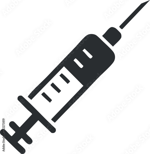 A black syringe illustration representing medical injections and healthcare practices.