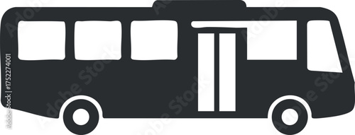 A simple silhouette illustration of a bus representing urban transportation and public travel.