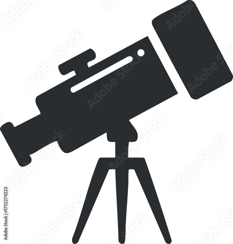 A modern telescope on a tripod for stargazing and astronomical observation.