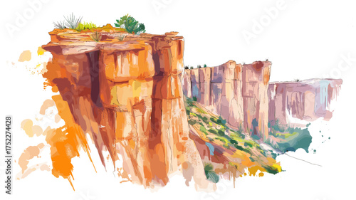Copper Canyon. Copper Canyon hand drawn watercolor illustration