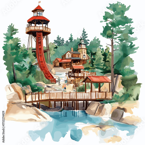 Dollywood. Dollywood hand drawn watercolor illustration