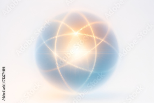 Translucent Sphere with Glowing Lines – Abstract Digital Artwork Symbolizing Technology, Connectivity, and Scientific Precision