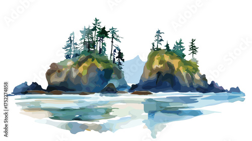 Olympic National Park. Olympic National Park hand drawn watercolor illustration
