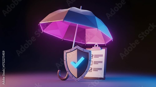 Wallpaper Mural Digital shield and umbrella symbolizing protection and security with a checklist on a clipboard Torontodigital.ca
