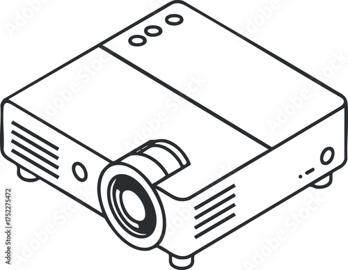 A simple line drawing of a digital projector suitable for presentations and multimedia use.