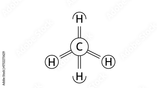 Free Download Methane Molecule Outlined Scientific Diagram with Bonds on Black - GFXLoad