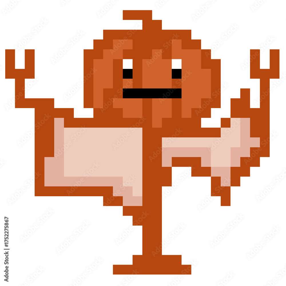Obraz premium Pixel Art Scarecrow Autumn Harvest Farm Icon Illustration