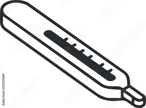 A simple illustration of a thermometer used for measuring body temperature or environmental conditions.