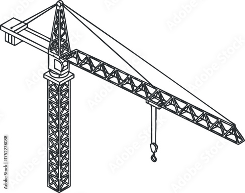 Illustration of a construction crane used for lifting and moving heavy materials on a job site.