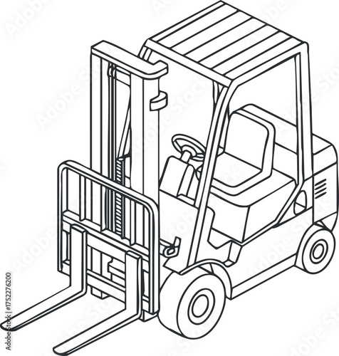 Illustration of a forklift showcasing its design and functionality for industrial and warehouse use.