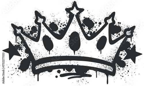 Stylish black crown design with splatter effects for urban and artistic themes.