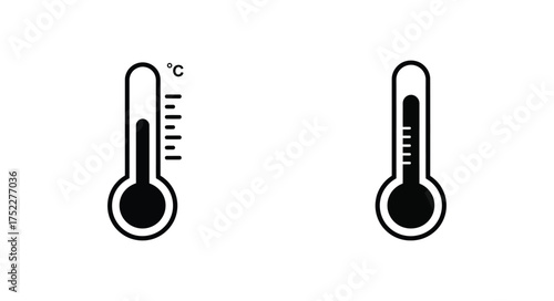 Two black thermometer icons displaying differing temperature levels visually