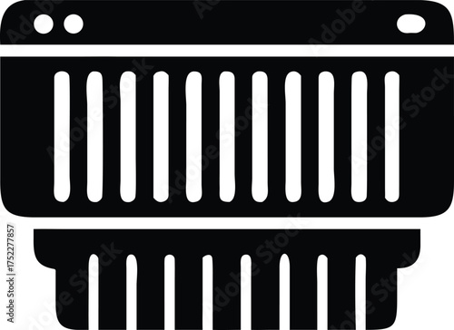 Black and white illustration of a paper shredder icon