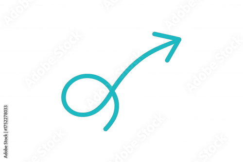 Sketching a doodle arrow symbol with a loop, illustrating a path, growth, or a new direction. Transparent background