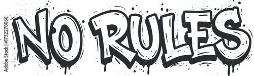 Creative graffiti artwork featuring the phrase No Rules in a bold and edgy style.