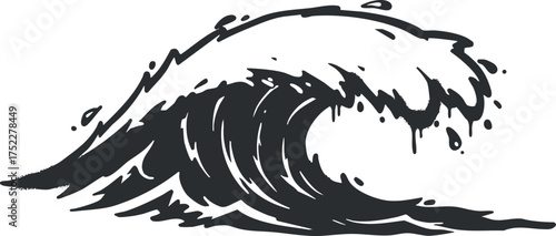 A stylized black wave illustration representing ocean movement and energy.