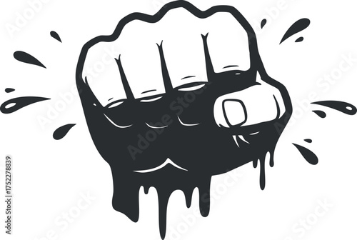 A bold illustration of a fist symbolizing strength and determination in a dynamic pose.