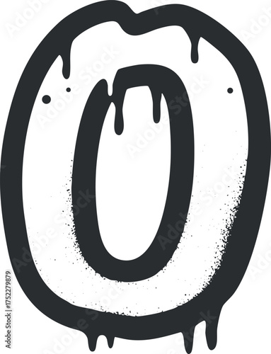 Artistic representation of the number zero with a dripping effect and bold design.