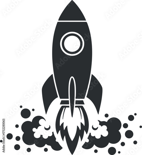 A sleek rocket illustration representing space exploration and technological advancement.