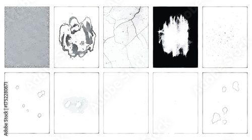 Vector art of collection of ten unique grunge textures, perfect for adding a vintage and distressed look to your designs, offering a variety of patterns and effects