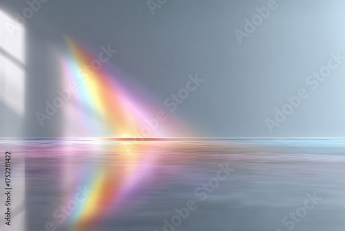 Abstract gradient studio background for product presentation. Empty room with rainbow shadows with copy space