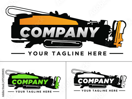 Underground horizontal drilling (HDD) machine logo design, excavator, heavy equipment