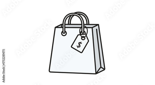 Shopping bag with price tag illustration for sales and discounts