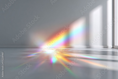Abstract gradient studio background for product presentation. Empty room with rainbow shadows with copy space
