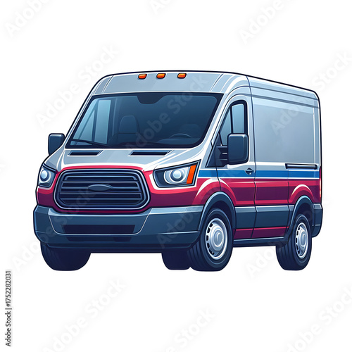 Cargo Delivery Truck Front View Isolated on Transparent Background