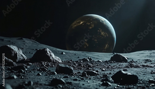 Wallpaper Mural Rocky surface with planet in the sky Torontodigital.ca