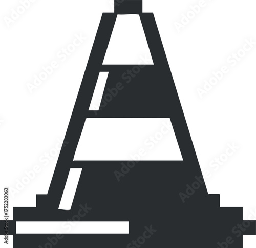 Traffic cone symbol representing construction or road safety in urban environments.